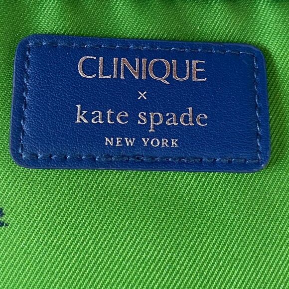 Kate Spade x Clinique Collab Green/Blue Floral Zip Top Make Up/Cosmetic Bag. NWT - Picture 4 of 9